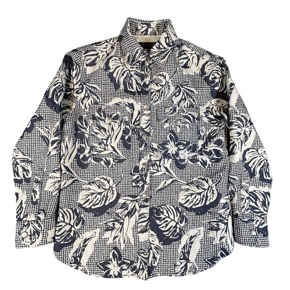 Rag & Bone Hawaiian Jack Jacquard Snap Btn Shirt Sz S Blue Made in USA Like New - Picture 1 of 6